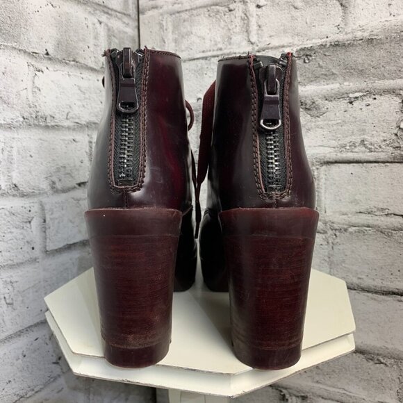 Vintage Y2K Aldo Faux Patent Leather Chunky Platform Block Heel Lace up Bootie - Picture 7 of 14